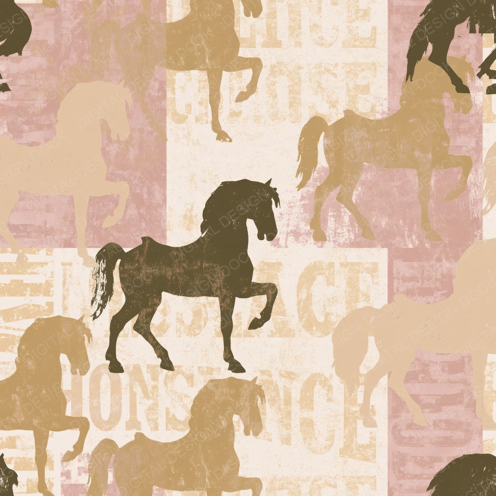 Another Vintage Carousel Horse Carnival Cream Dusty Rose Gilt Gold digital paper shown full size