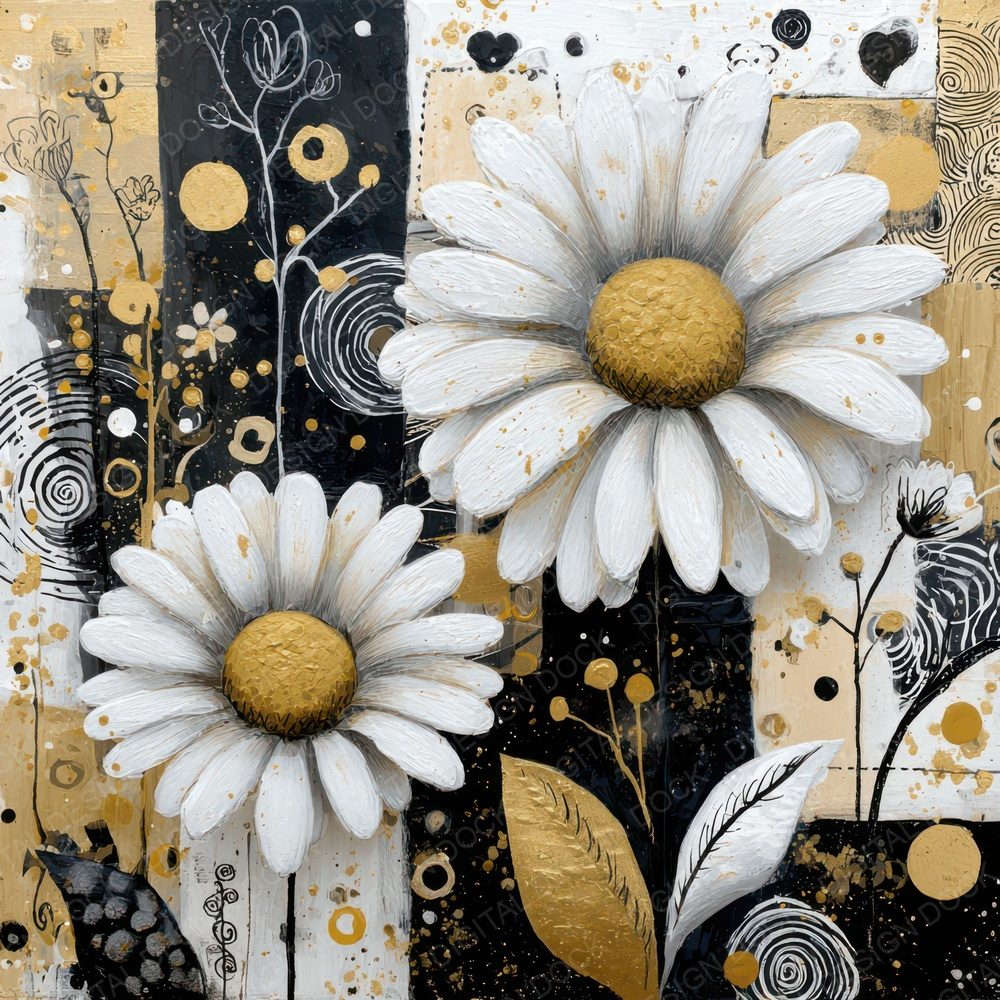 Abstract Daisy Collage Background Digital Paper Pack (DDD007808)