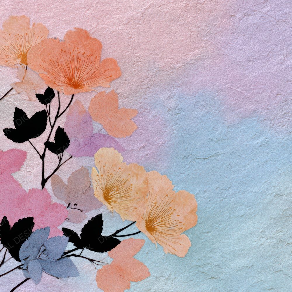 Almost White Rainbow Floral Wash Background Digital Paper Pack (DDD007748)