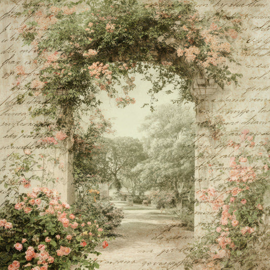 Antique Rose Garden Arch Scene Digital Paper Pack (DDD008830)
