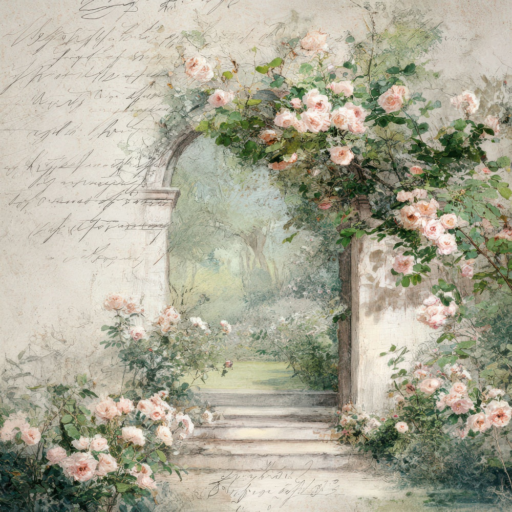 Antique Rose Garden Arch Scene Digital Paper Pack (DDD008830)