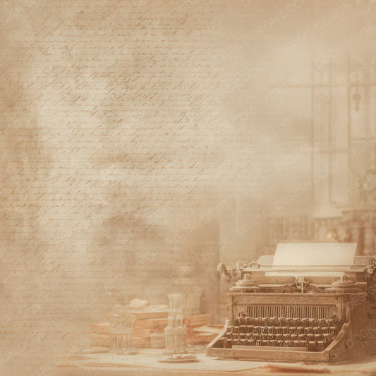 Antique Typewriter Desk Background Digital Paper Pack (DDD008871)