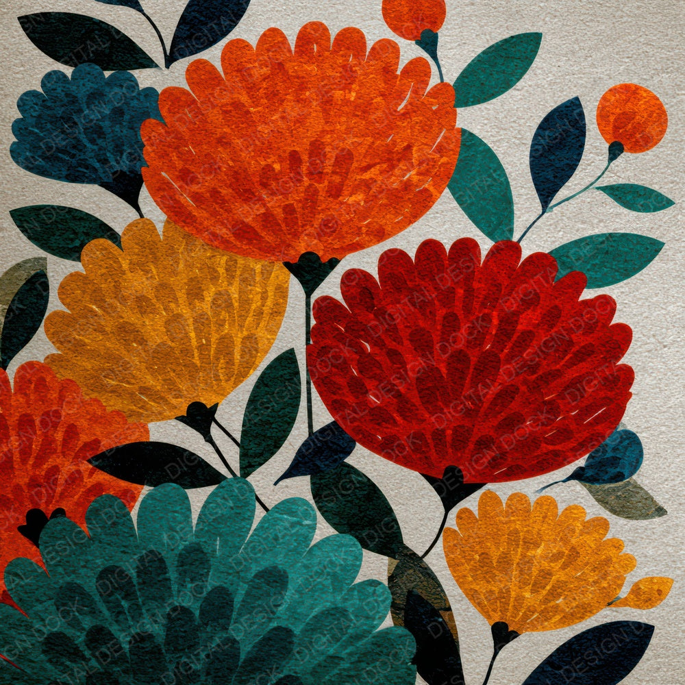 Block Print Floral Background Digital Paper Pack (DDD007851)