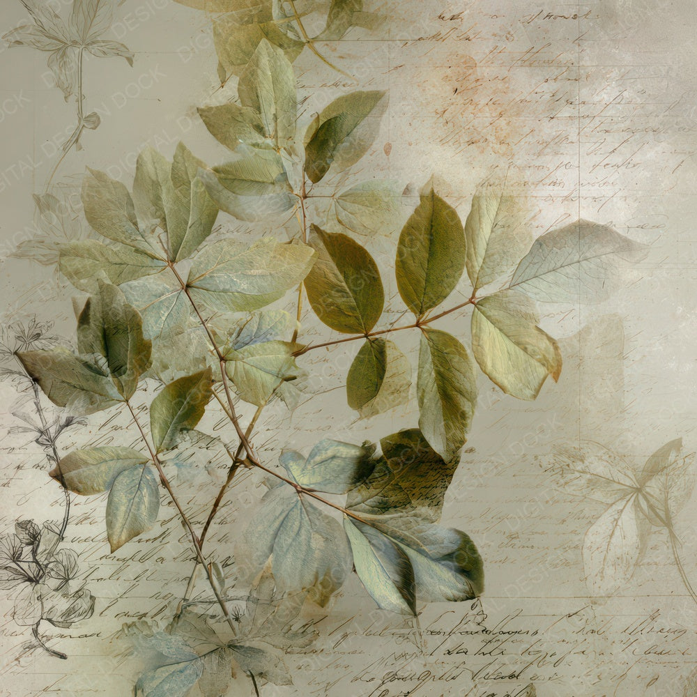 Botanical Study Script Digital Paper Pack (DDD008816)