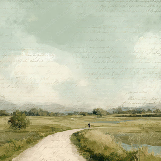 Bright Countryside Path Scene Digital Paper Pack (DDD012308)