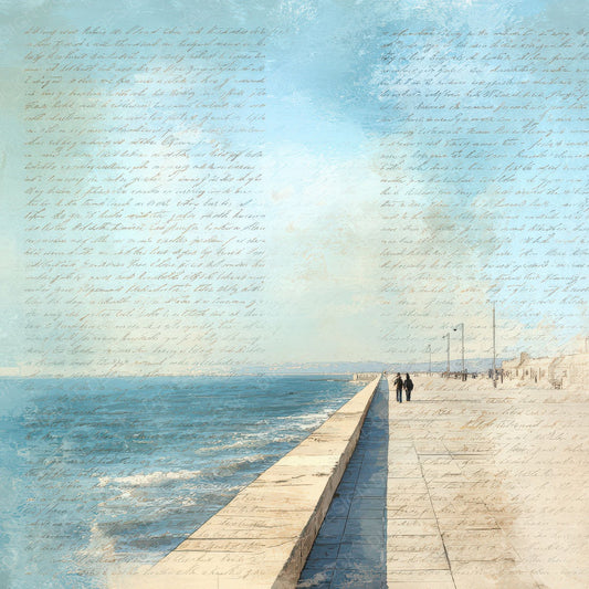 Bright Seaside Promenade Scene Digital Paper Pack (DDD012310)