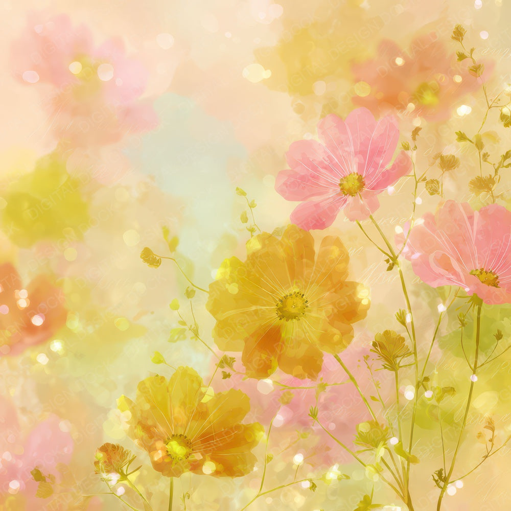 Bright Sunlit Flower Garden Scene Digital Paper Pack (DDD012313)
