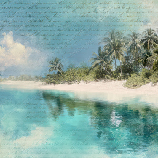 Bright Tropical Lagoon Scene Digital Paper Pack (DDD012314)