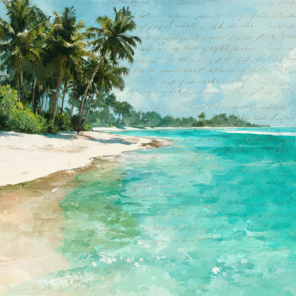 Bright Tropical Lagoon Scene Digital Paper Pack (DDD012314)