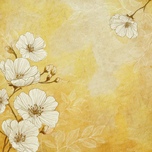Butter Yellow Watercolour Wash Floral Digital Paper Pack (DDD000758)