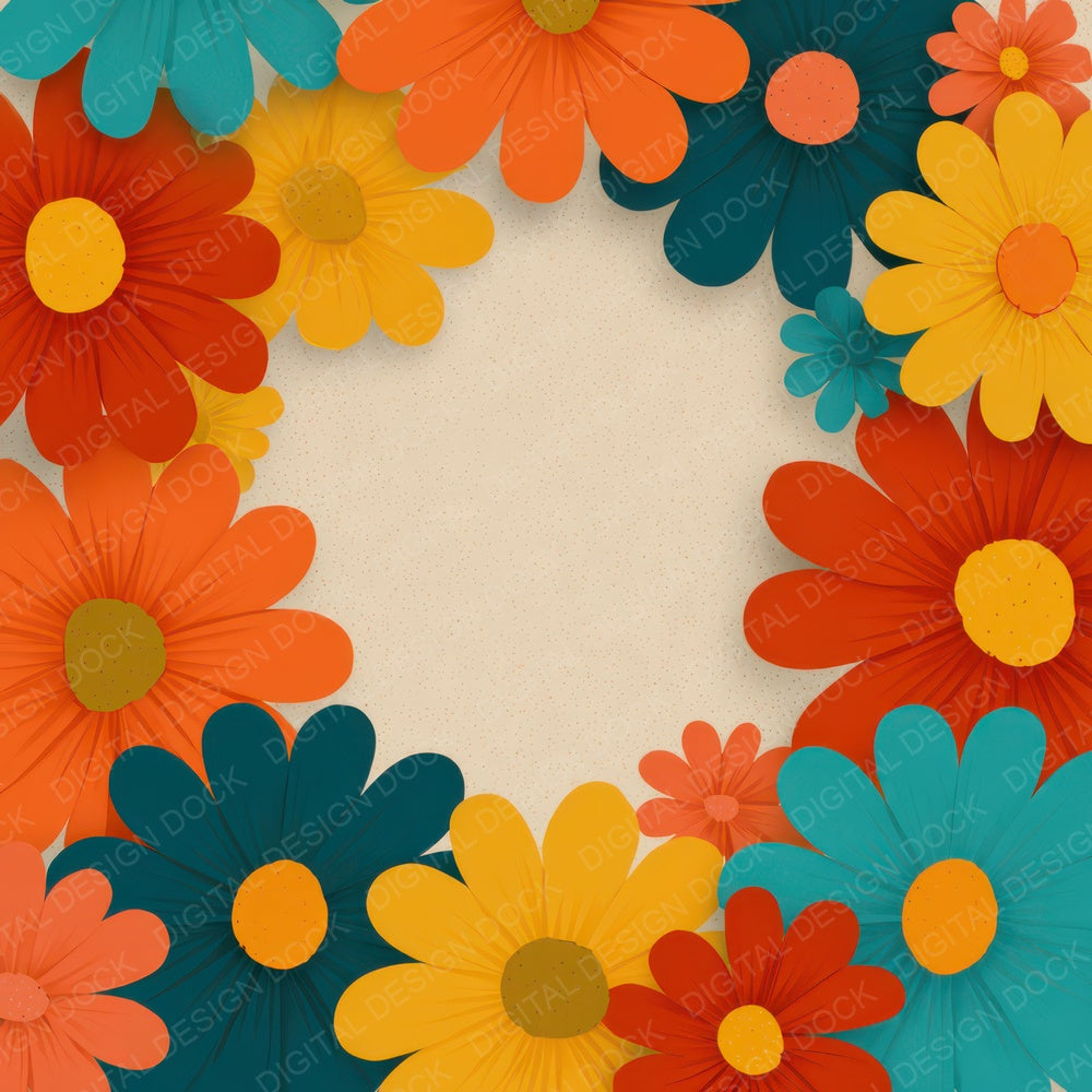 Cartoon Floral Background Digital Paper Pack (DDD007852)