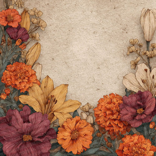 Ceremonial Floral Border Digital Paper Pack (DDD000845)