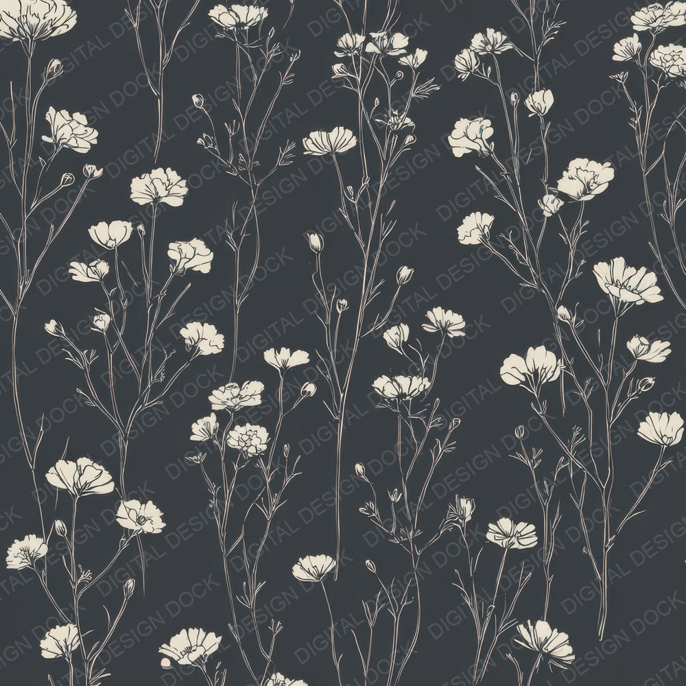 Charcoal Ivory Meadow Digital Paper Pack (DDD008008)