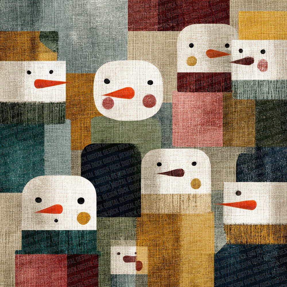 Christmas Retro Snowman Digital Paper Pack (DDD000932)