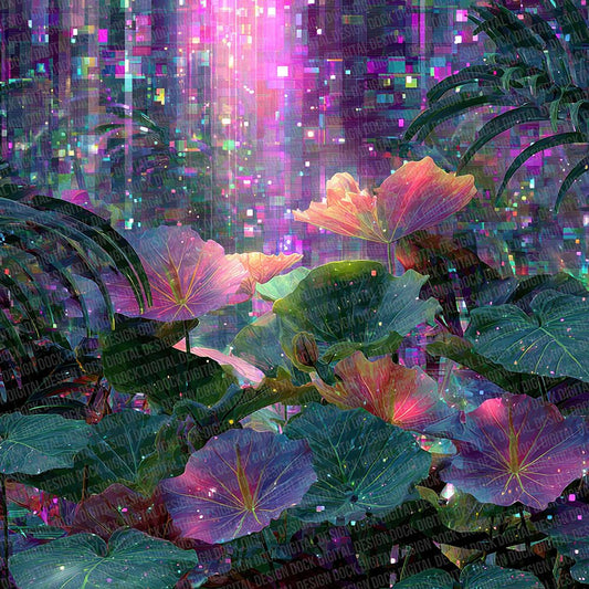 Chromatic Leaf Botanical Glitch Digital Paper Pack (DDD000952)