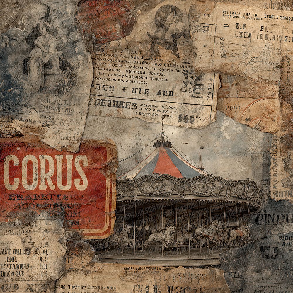 Circus Ephemera Collage Digital Paper Pack (DDD000965)