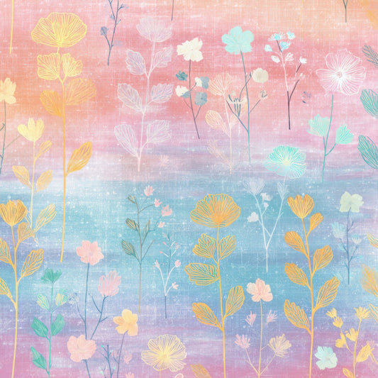 Crayon Wildflower Drawings Digital Paper Pack (DDD008549)