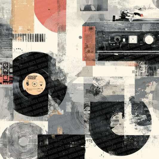 DJ Turntable Moodboard Digital Paper Pack (DDD001379)
