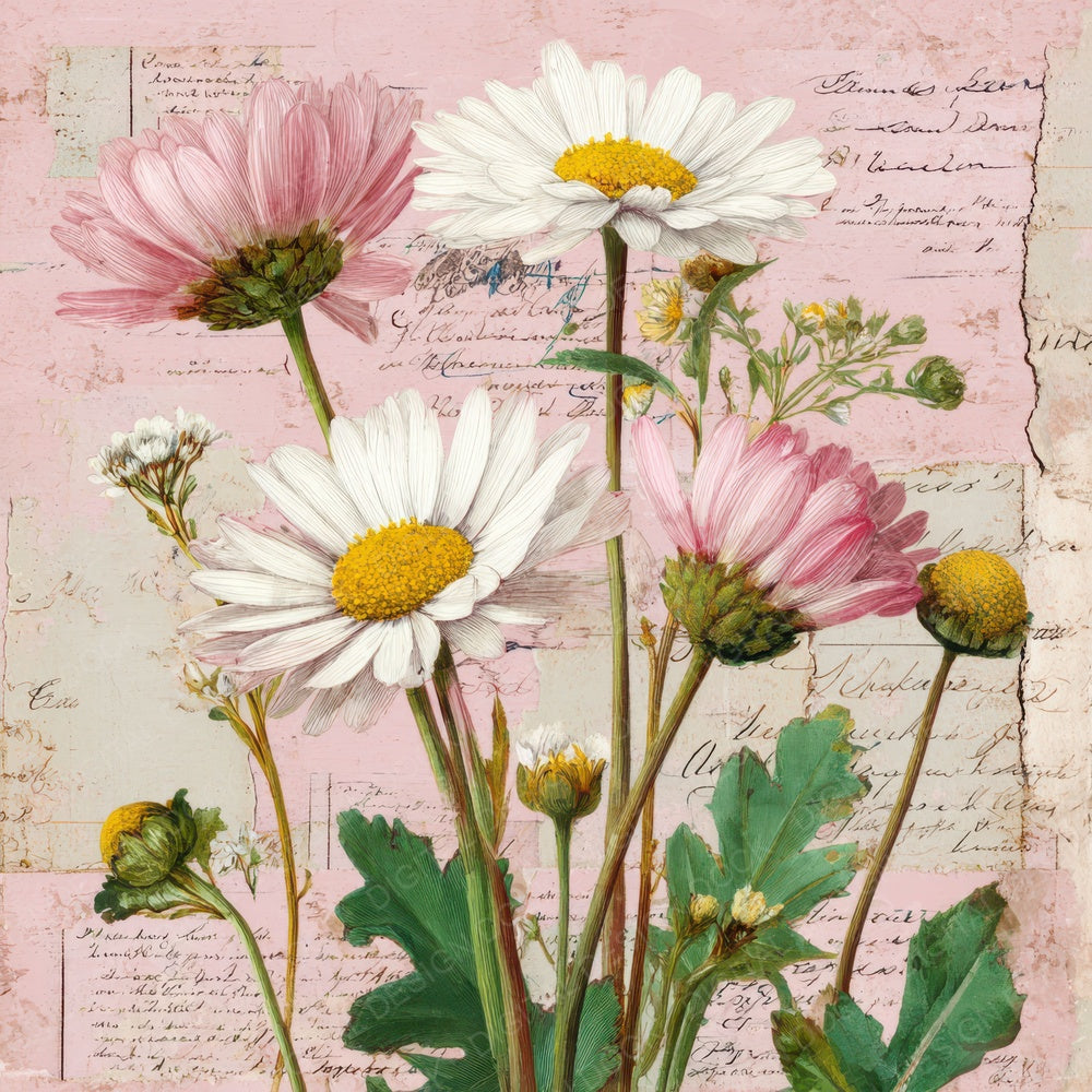 Daisy Botanical Note Digital Paper Pack (DDD007641)