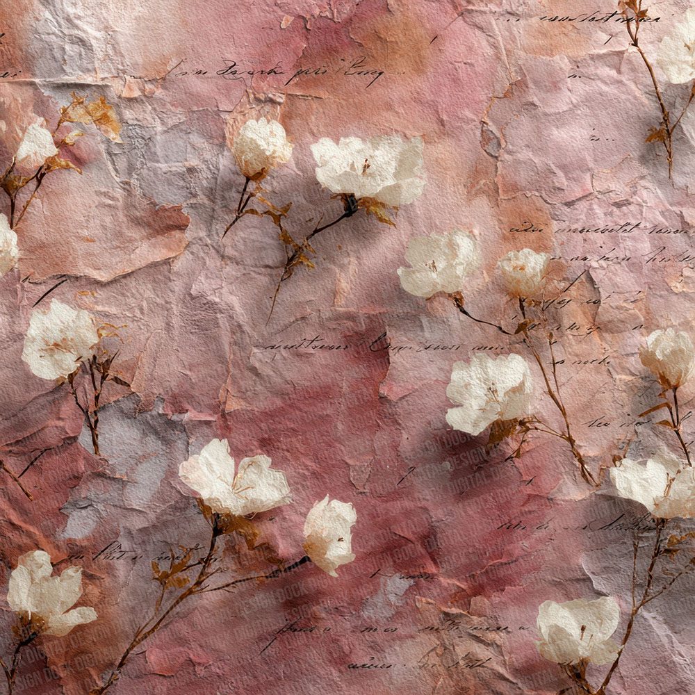 Dusty Rose Fabric Layer Floral Script Digital Paper Pack (DDD001529)