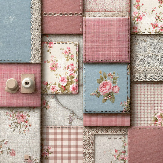Dusty Rose Lace Patchwork Fabric Digital Paper Pack (DDD001531)