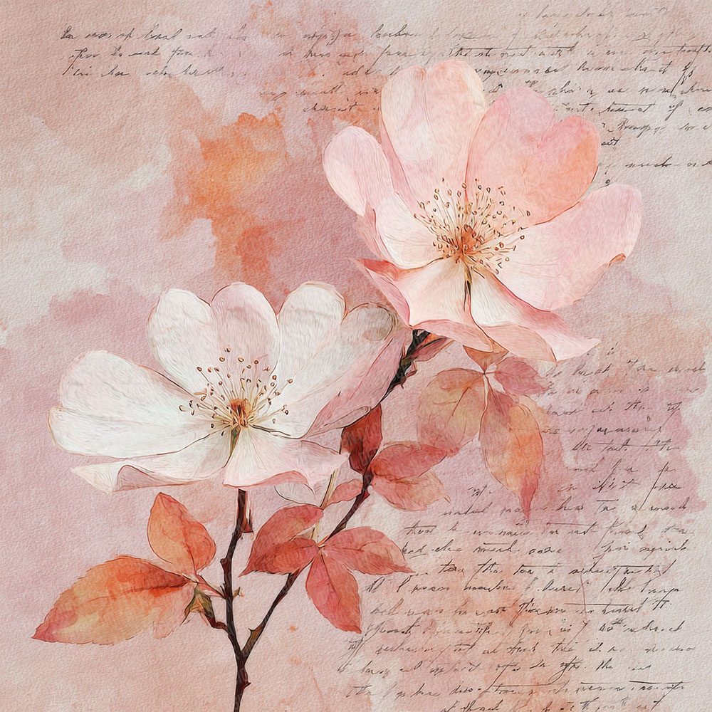 Dusty Rose Watercolour Wash Floral Digital Paper Pack (DDD001532)