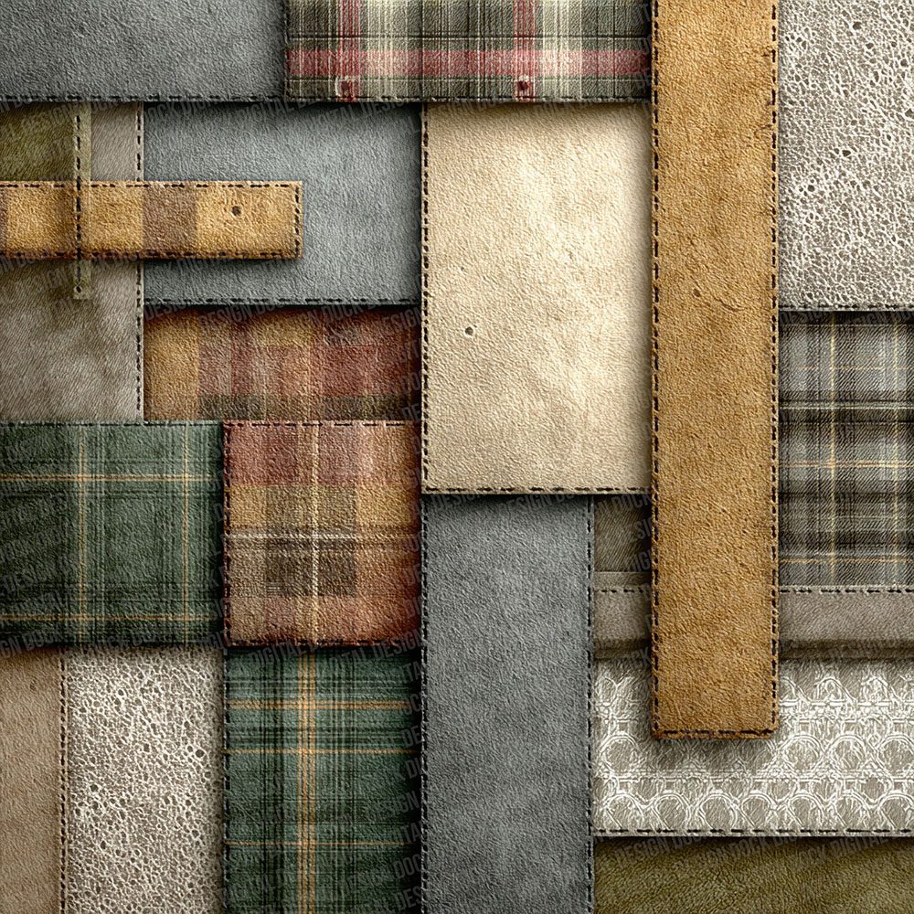 Earth Tartan Lace Patchwork Fabric Digital Paper Pack (DDD001540)