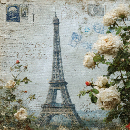 Eiffel Postcard Bloom Digital Paper Pack (DDD007645)