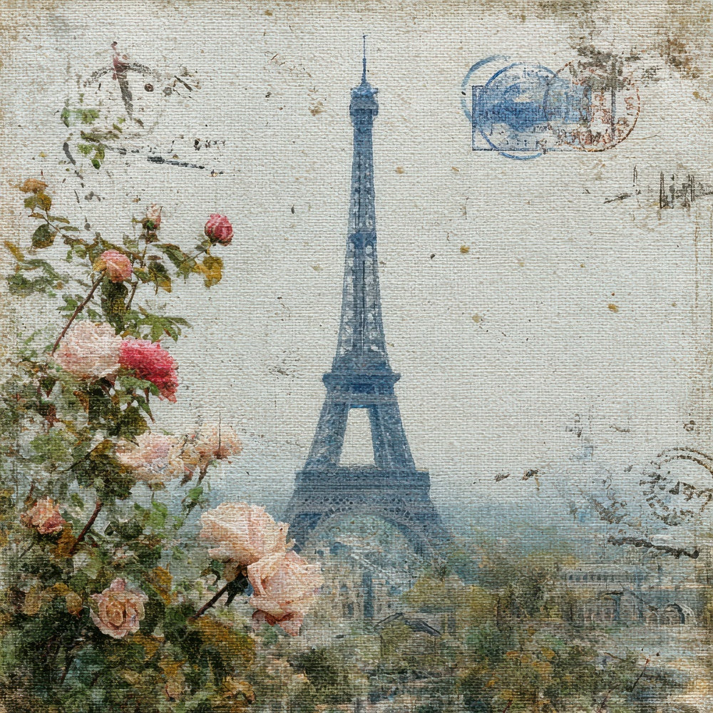 Eiffel Postcard Bloom Digital Paper Pack (DDD007645)