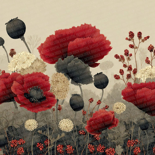 English Remembrance Poppies Digital Paper Pack (DDD001603)