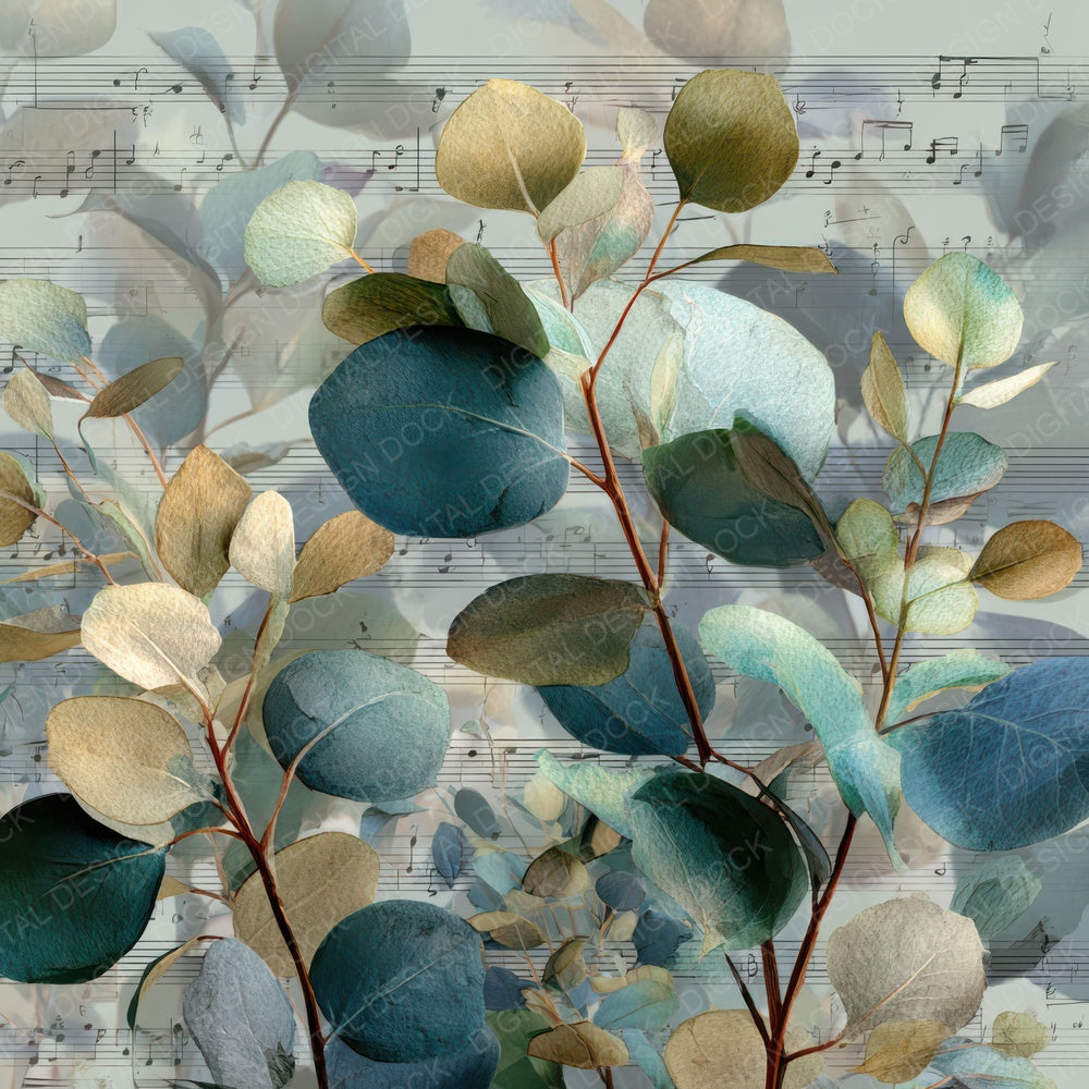 Eucalyptus Music Fade Digital Paper Pack (DDD007649)