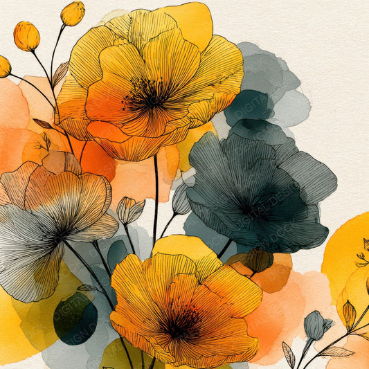 Fashion Sketch Floral Background Digital Paper Pack (DDD007833)