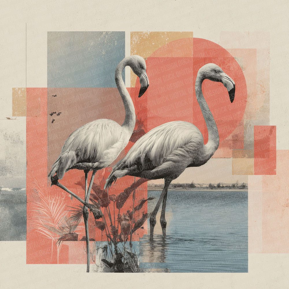Flamingo Lagoon Moodboard Digital Paper Pack (DDD001724)