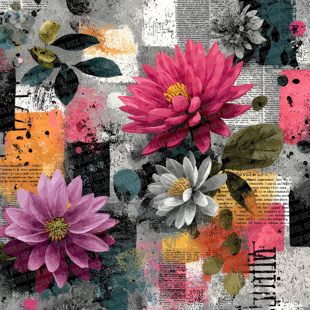 Floral Clash Script Digital Paper Pack (DDD001733)