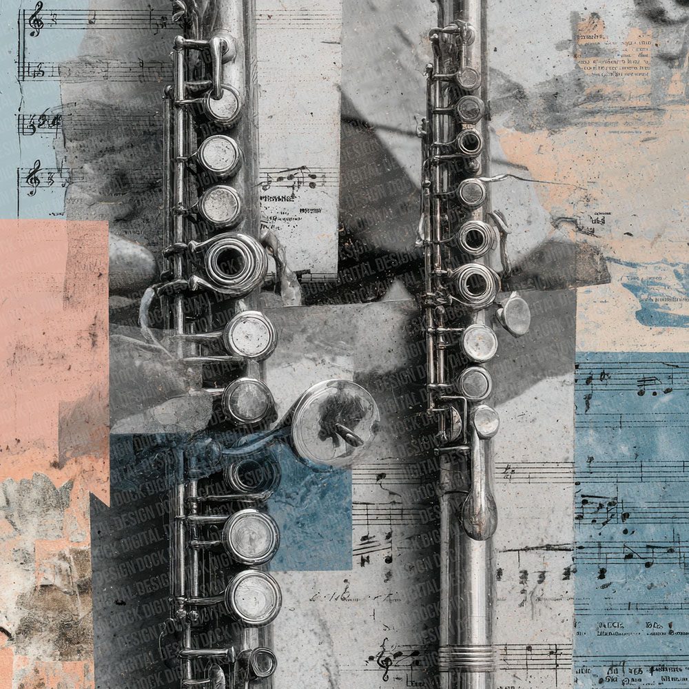 Flute Woodwind Moodboard Digital Paper Pack (DDD001742)