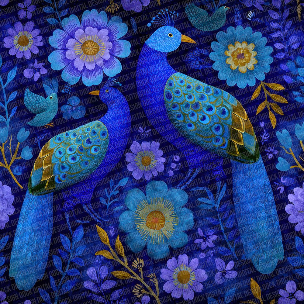 Folk Art Bird Bloom Digital Paper Pack (DDD001752)