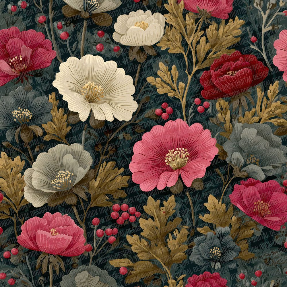 Folk Floral Pattern Digital Paper Pack (DDD001759)