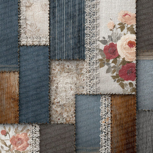 French Country Shabby Patchwork Fabric Digital Paper Pack (DDD001808)
