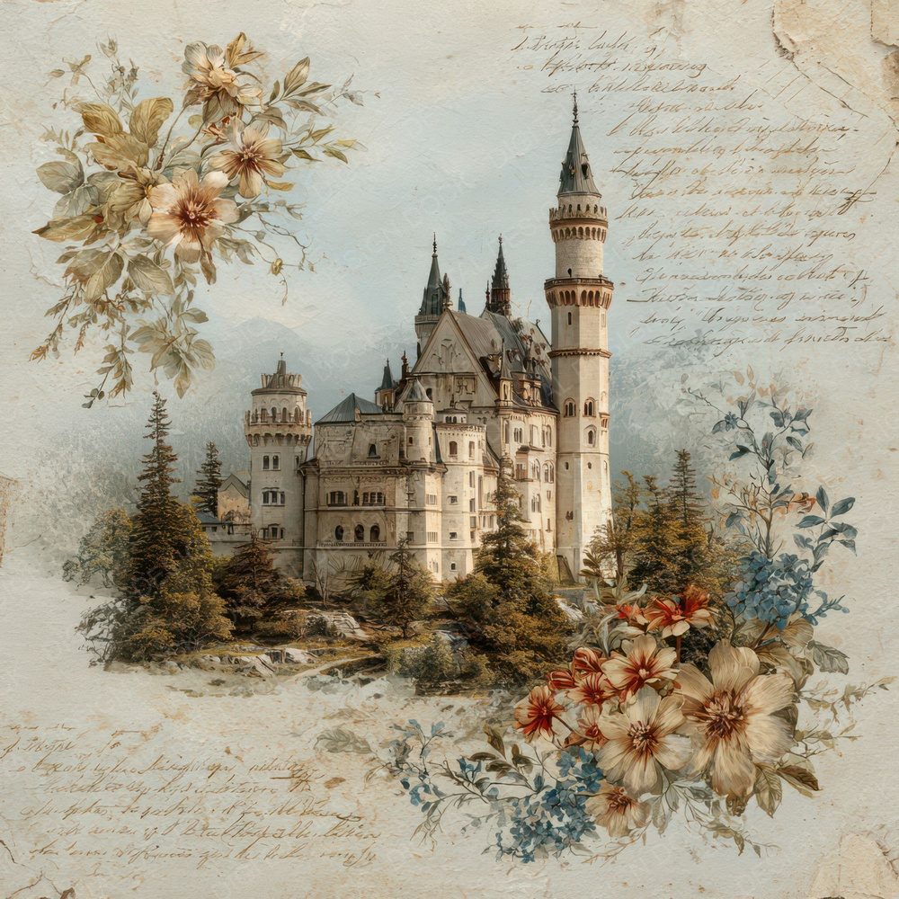 Germany Charm Neuschwanstein Castle Digital Paper Pack (DDD007795)