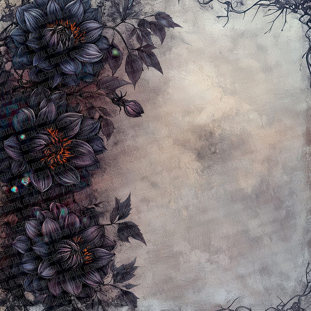 Gothic Dahlia Border Digital Paper Pack (DDD001912)