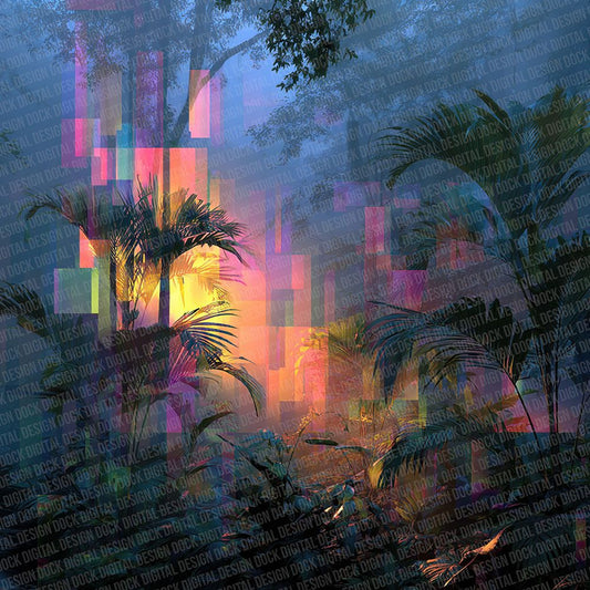 Holo Jungle Botanical Glitch Digital Paper Pack (DDD002028)