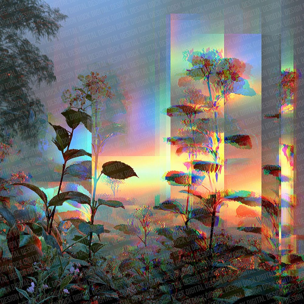 Holo Jungle Botanical Glitch Digital Paper Pack (DDD002028)
