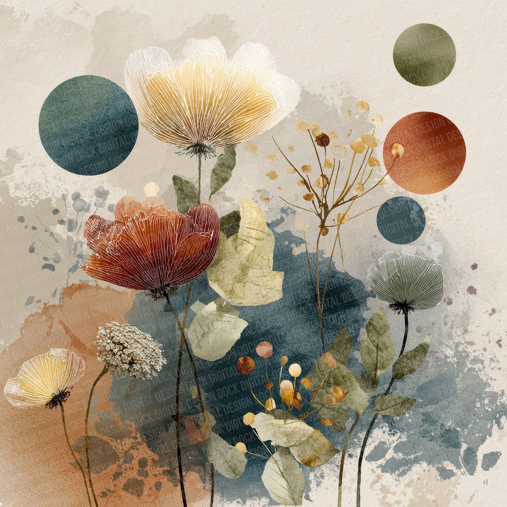 Ink Floral Wash Digital Paper Pack (DDD002103)