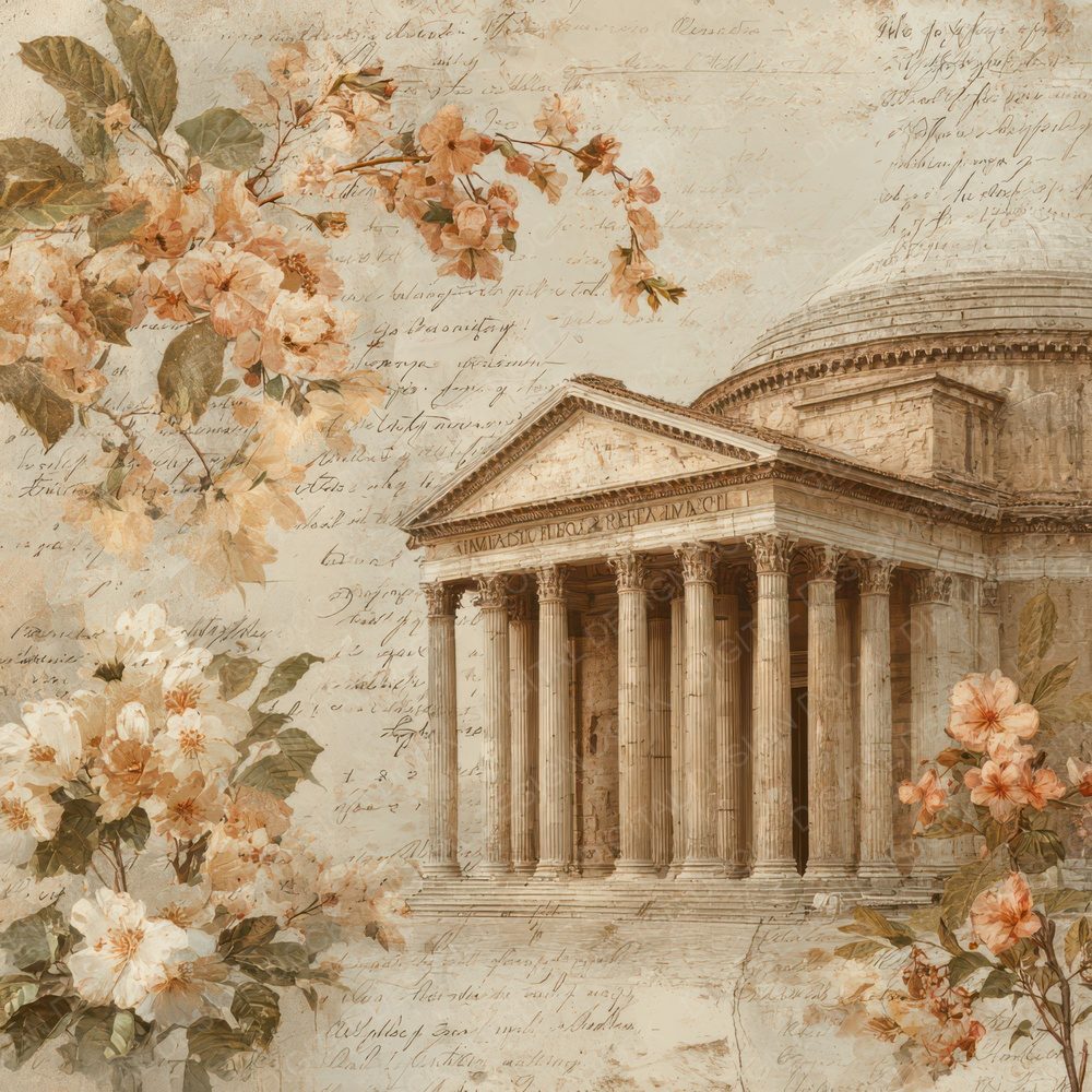 Italy Romance Landmark Pantheon Digital Paper Pack (DDD007796)