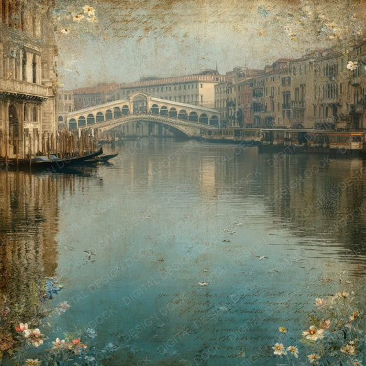 Italy Romance Rialto Bridge Digital Paper Pack (DDD007798)