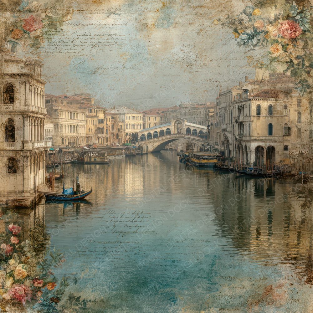 Italy Romance Rialto Bridge Digital Paper Pack (DDD007798)