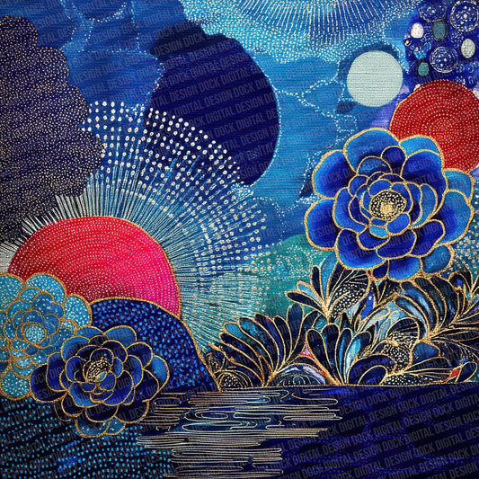 Japanese Floral Blues Digital Paper Pack (DDD002202)