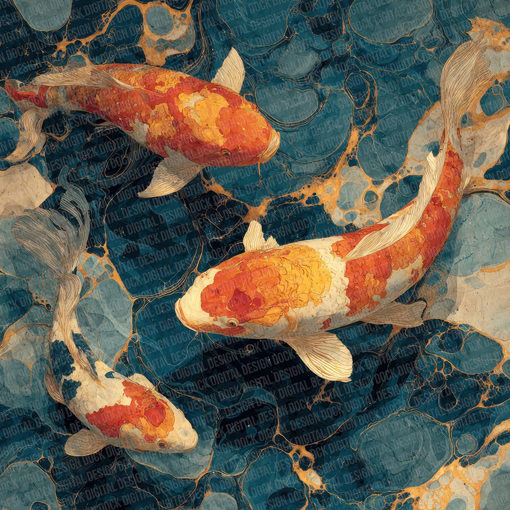 Koi Marble Rice Paper Digital Paper Pack (DDD007664)