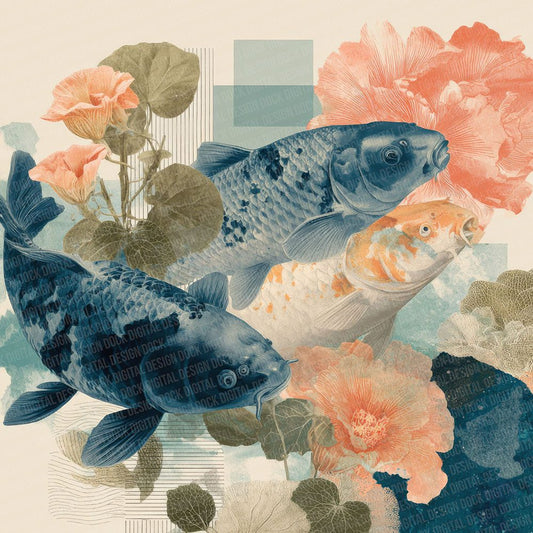 Koi Pond Moodboard Digital Paper Pack (DDD002251)