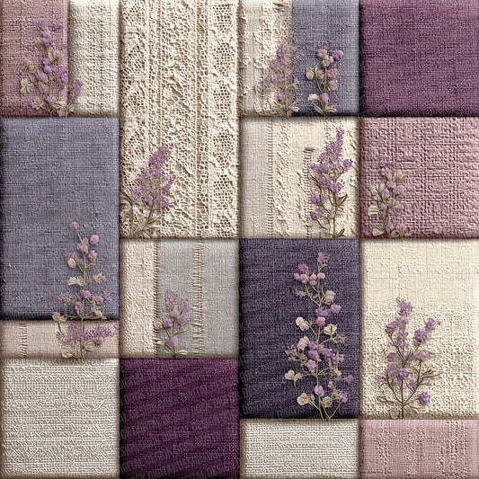 Lavender Linen Shabby Patchwork Fabric Digital Paper Pack (DDD002291)